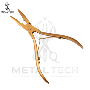 Pince de retrait d'extensions capillaires en or mat, fabriquée en usine, à plusieurs encoches, en acier inoxydable, pour la destruction de liens en kératine et les micro-anneaux - Product Image 3