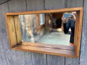 Rustic <b>Rectangular</b> Solid Wood Shadow Box Wall <b>Mirror</b> Deep Recessed Timber Frame Entryway Storage Ledge <b>Mirror</b> Decor Artwork Unit - Product Image 6