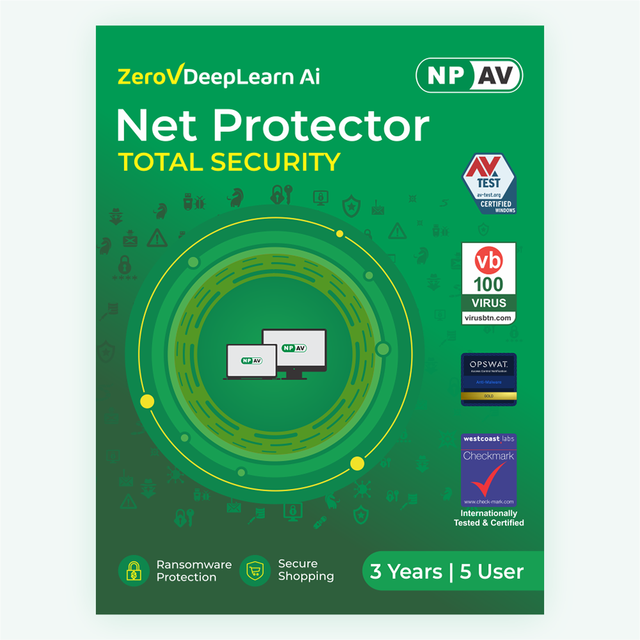 Net Protector Total Security 2026 for Antivirus Software 5 Users 3 Years AI-Powered Digital License Instant Email Delivery