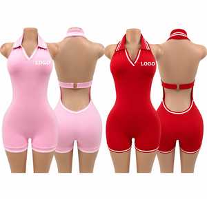 Women's 2 Piece Sports <b>Set</b> Sleeveless Turn-down Collar Solid Color <b>Knitted</b> Activewear Shorts <b>Set</b> Spring Summer Breathable Fit - Product Image 1