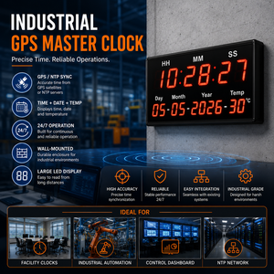 Industrial GPS NTP 14-Digit <b>LED</b> Master <b>Clock</b> with Free SCADA - Product Image 1