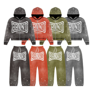 Custom Unisex Heavy Weight Acid washed Hoodie & Trouser <b>Sweat</b> suits For Men's Custom Jogging Training Tracksuits In Pakistan - Product Image 1