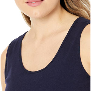 Custom Women Sleeveless Tank <b>Top</b> <b>Navy</b> Blue Loose Fit Casual Summer Shirt OEM Private Label Ladies Basic Vest <b>Top</b> - Product Image 6
