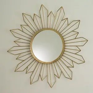 Intricate floral design golden metal wall <b>mirror</b> for shabby chic vintage decor in living rooms and bedrooms frame - Product Image 1