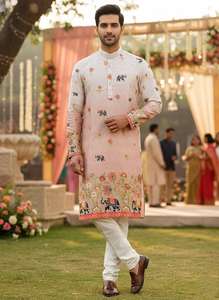 ชุดคุรตะผ้าไหมคอตตอนพรีเมียมสำหรับผู้ชาย พร้อมงานปักเลื่อม เหมาะสำหรับงานปาร์ตี้ งานดิวาลี สไตล์ดั้งเดิม ผลิตในอินเดีย - Product Image 5