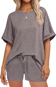 <b>Women</b> Casual <b>Set</b> Oversized Short-sleeve T-shirt Drawstring Shorts Loungewear Sportswear Casual Solid Color Breathable Short <b>Set</b> - Product Image 3