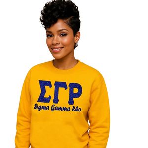 Sudadera Brillante con Letras Griegas de Sigma Gamma Rho para Mujer, Suéter Casual Suave con Diseño Personalizado para Hermandades - Product Image 1