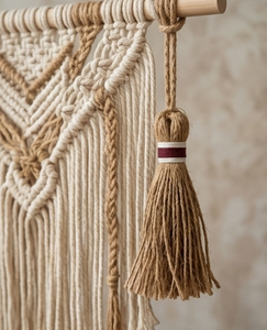 Bohemian <b>Macrame</b> Wall Hanging With Tassels Geometric Design Indoor Decor Living Room <b>Art</b> - Product Image 1