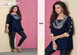 Modern Style 14Kg Rayon with Embroidered Short <b>Kurta</b>-Top Collection Manufacturer from India <b>Woman</b> Fashion Exporter - Product Image 3