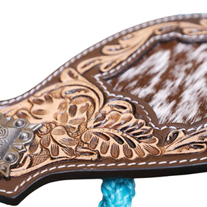 สายรัดจมูกม้าทำจากไนลอนตกแต่งด้วยหนังวัวแท้และคอนโชโบราณบนสายหนัง - Product Image 4