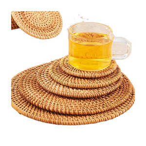 Sous-verre tressé en bambou et rotin de 5 mm d'épaisseur, fait main, antidérapant, style bohème, pour cérémonie du thé, table à manger, théière - Product Image 2