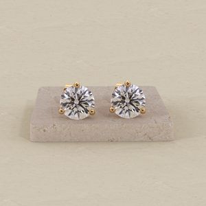 Round Cut Moissanite <b>Stud</b> Earrings 925 <b>Silver</b> With Gold Plated Fine Trending Jewelry Women Cute Gift For Party Wedding Charms - Product Image 1