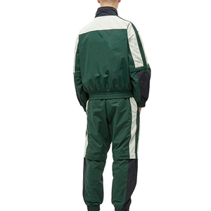 Men's Green <b>White</b> Navy Color Blocking Tracksuit Set Full Zip Windproof Sporty <b>Jogger</b> Suit Polyester Autumn Wear - Product Image 3