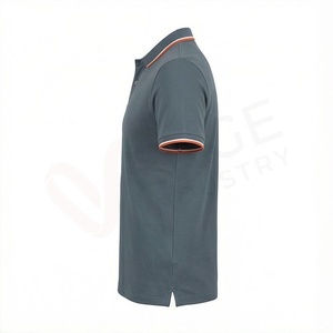 Polo piqué gris à manches courtes pour homme, design tricoté respirant, coupe classique, style décontracté - Product Image 3