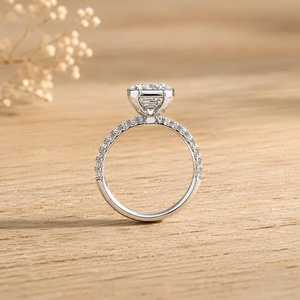 Solid Gold 10k 14k 18k New Design Emerald Brilliant Cut Diamond Pave Ring Lab Created Diamond Ring for Women Fine Diamond Ring - Product Image 3