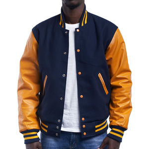 OEM Customized Premium Quality Varsity <b>Jacket</b> with Wool Sleeves Stand Collar Patchwork Design for Unisex Teams Schools - Product Image 2