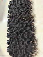 Extensions de cheveux naturels bruts d'Inde du Sud, provenant d'un seul donneur, ondulation légère, cuticules alignées, 24 pouces, double trame machine.