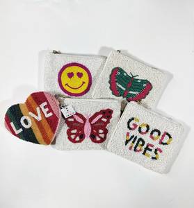 Custom Design Seed Beads Beaded Handmade Cotton Embroidered Zipper Closure Eco-friendly Lightweight Bohemian Coin <b>Pouch</b> Fashion - Product Image 6