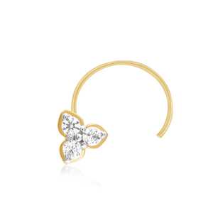 GLEAMORA ENTERPRISE - Piercing de Nariz con Diamante Cultivado en Laboratorio, Corte Brillante en Forma de Flor, Chapado en Oro Amarillo de 14K, Modelo de Lujo para Mujer - Product Image 1