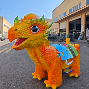 Thiết bị sân chơi Nhân tạo bằng kim loại trong nhà Trẻ em ngoài trời điện hoạt hình khủng long đi xe - Product Image 1