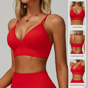 Sujetador deportivo de yoga de secado rápido con espalda cruzada y cuello en U, ropa deportiva de alta resistencia para niñas, para ocio, correr y deportes, ajustable, de elastano estampado. - Product Image 3