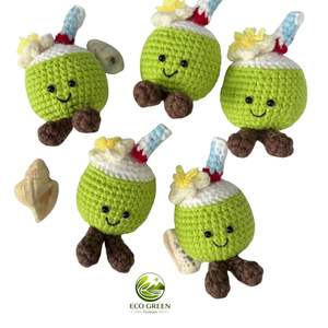 Llavero hecho a mano con forma de coco, adorno para bolso, hecho de lana - Product Image 3