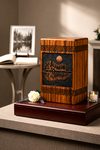 Wooden Cremation Urn 200 Cubic Inch Adult <b>Memorial</b> Keepsake <b>Box</b> Custom Design Fireplace Shrine Display - Product Image 6