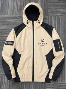 Custom Beige Black Hooded Windbreaker <b>Jacket</b> Lightweight Waterproof Outdoor <b>Jacket</b> <b>Men</b> Sports Running Hiking Windbreaker Coat - Product Image 6