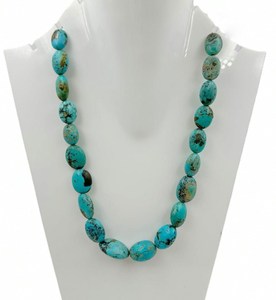 Perles ovales lisses en turquoise naturelle d'Arizona, perle de pierre précieuse d'Arizona, taille 11x10 mm à 23x15 mm, longueur 18 pouces - Product Image 1