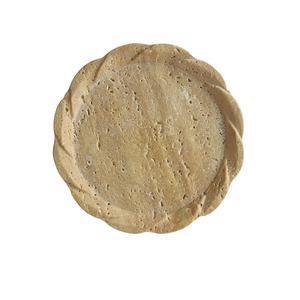 Natural Travertine Handcrafted Travertine Stone Round Tray Natural Beige Marble Serving Plate for <b>Kitchen</b> Dining and Home <b>Decor</b> - Product Image 2