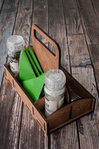 Personalized <b>Table</b> Caddy, Sectioned Condiment Cutlery Holder - Product Image 2