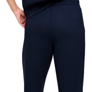 Pantalon de survêtement en molleton bleu marine pour femme, coupe droite décontractée, taille élastique, logo personnalisé, streetwear OEM - Product Image 4