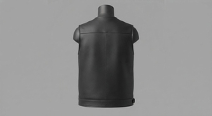 Men Cow Skin Genuine <b>Leather</b> <b>Biker</b> <b>Vest</b> Sleeveless Motorcycle Jacket Windproof Casual Western Cowboy Front Autumn 300g Outerwear - Product Image 2