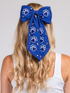 Pince à cheveux en satin rouge avec perles, idéale pour les jours de match, accessoire de coiffure pour équipes sportives et cheerleaders - Product Image 4