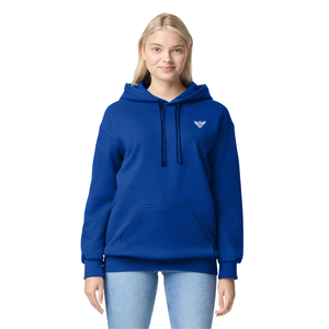 Unisex Royal Blue Pullover Hoodie Cotton Blend <b>Fleece</b> <b>Sweatshirt</b> Long Sleeve Casual Windproof Customized Winter Front Pocket Top - Product Image 1