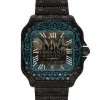 Montre de luxe Hip Hop carrée en alliage avec moissanite VVS, 100 % testée au testeur de diamants, résistante à l'eau, unisexe, entièrement noire avec diamants