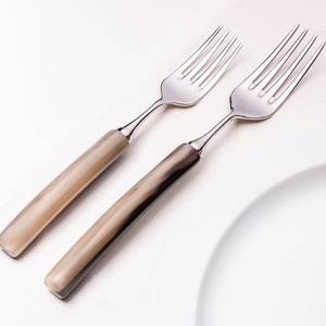 Cuillères et fourchettes à salade écologiques avec manche en os poli, ustensiles en métal pour service de table et décoration - Product Image 1