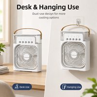 Refroidisseur d'air portable avec grand réservoir d'eau de 600 ml, 5 buses de pulvérisation, alimentation USB, faible bruit, 3 vitesses, pour la maison, la voiture et l'extérieur