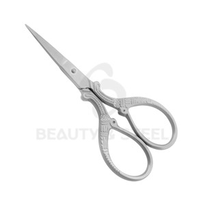 Premium Grade Matte Silver Manicure Scissors with Professional Straight <b>Edge</b> and Ornate Embossed Shank for Salon Accuracy - Product Image 3