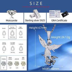 Colgante de Diamante Moissanita con Alas de Ángel, Joyería Brillante con Incrustaciones Completas, Proveedor de Joyería Hip Hop al por Mayor, Regalo para Ella - Product Image 3