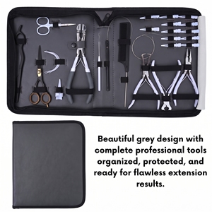 Kit d'outils professionnels pour extensions capillaires : Pince à micro-anneaux, Pince à bandes adhésives, Outil à boucle, Ciseaux à bandes, Aiguille - Product Image 6