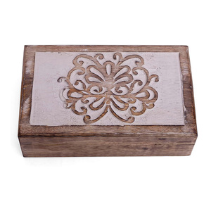 Antique gravé manguier bois sculpture boîte à la main bijoux stockage et décoration de la maison usine vente pour mur signes et bois artisanat - Product Image 3