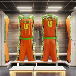 ชุดบาสเก็ตบอลแบบแห้งเร็ว OEM ผลิตตามสั่ง พร้อมสกรีนโลโก้และชื่อ  แบบพิมพ์ลายซับลิเมชั่น ชุดกีฬาบาสเก็ตบอลสำหรับผู้ชาย - Product Image 3