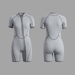 Combinaison de plongée courte en néoprène pour femme, col montant, manches courtes, fermeture éclair sur la poitrine, étanche, combinaison intégrale pour sports nautiques - Product Image 1