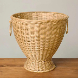 Panier de fleurs en rotin artisanal sur piétement, design conique haut, support de pot de fleurs tissé naturellement pour la décoration intérieure - Product Image 3