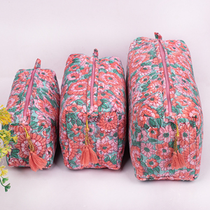 Trousse de Maquillage Réutilisable Écologique à Motifs Floraux, Pochette de Voyage Multifonctionnelle à Fermeture Éclair, Ensemble de Sacs Organisateurs Cosmétiques Durables - Product Image 1