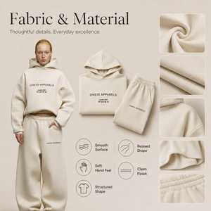ชุดฮู้ดดี้โอเวอร์ไซส์สำหรับผู้หญิง ONETEN APPARELS รุ่นฤดูหนาว สีลาเวนเดอร์ ผ้าฟลีซ ระบายอากาศได้ดี ชุดลำลองสปอร์ตแวร์ 3 ชิ้น กางเกงขาสั้นทรงสกินนี่ - Product Image 3