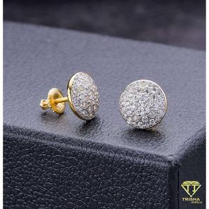 Boucles d'oreilles clous rondes de luxe en micro-moissanite, en argent sterling 925, serties de diamants, bijoux de luxe - Product Image 2