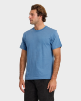 T-shirt classique en coton bleu pour hommes, doux, respirant, à manches courtes, décontracté, confortable, basique, à col rond, pour tous les jours