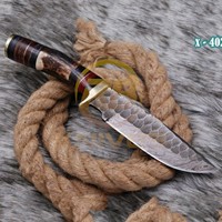 Couteau de chasse et de camping à lame fixe en acier Damas, personnalisable OEM, manche en corne de cerf, tranchant comme un rasoir, outil de survie, personnalisable